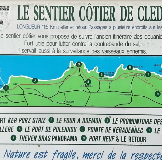 Carte du GR 34 dans le Léon